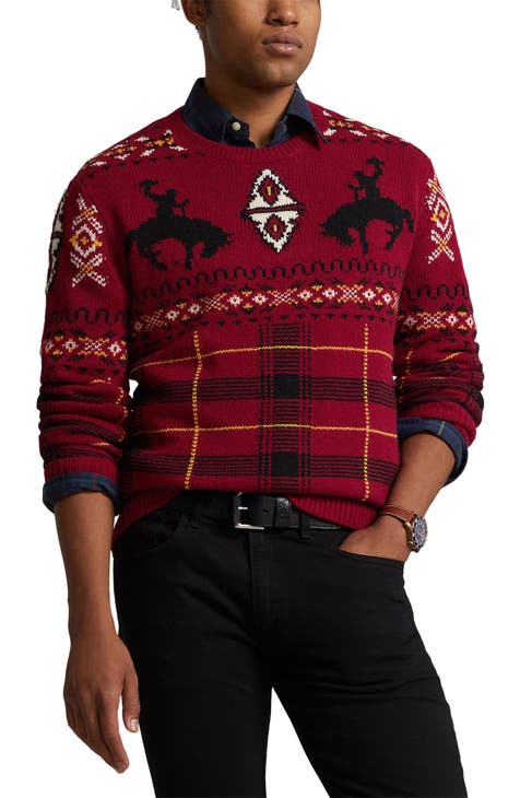 Fair Isle Wool Blend Crewneck Sweater
