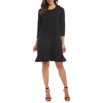 Karen Kane Sabrina Flounced Shift Dress, Black