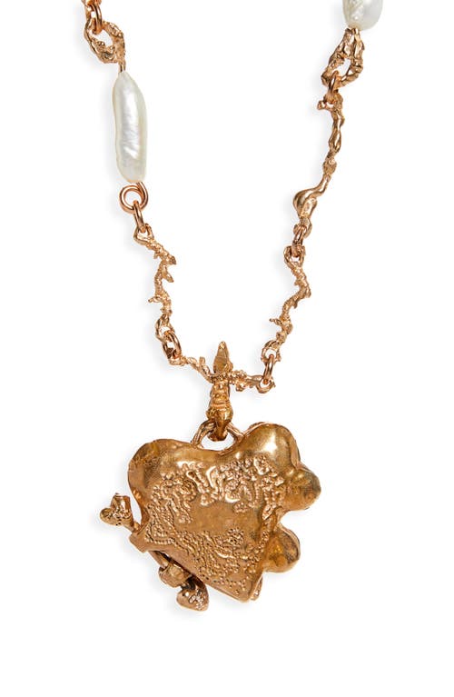CAFE FORGOT x Rebekah Kosonen Bide Love Is a Thing Physical Curdled Chain Locket Necklace in Bronze/Baroque Pearls