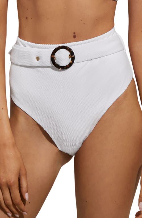 Reiss Danielle Belted High Waist Bikini Bottoms White at Nordstrom,