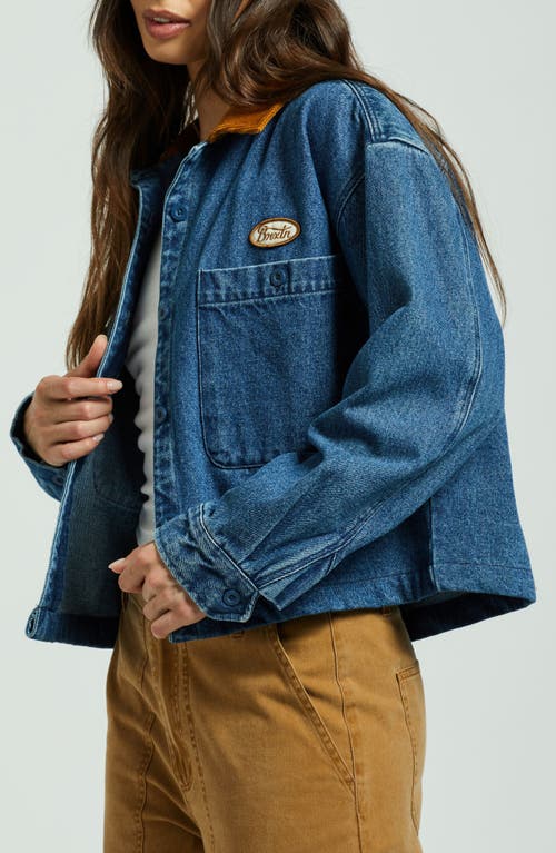 Brixton Utopia Denim Overshirt In Washed Denim