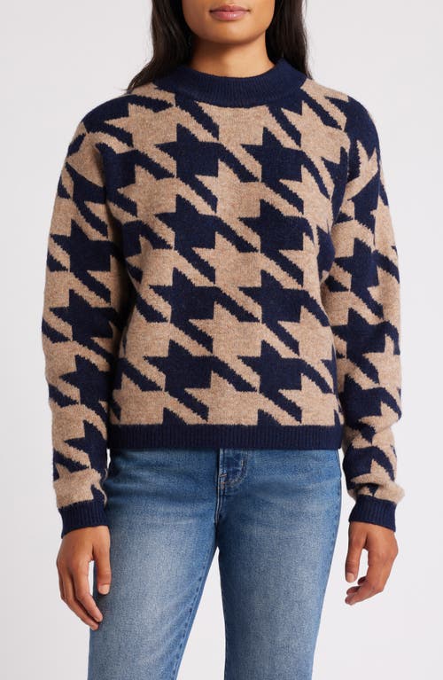 Shop Hatley Carmi Houndstooth Mock Neck Sweater In Blue