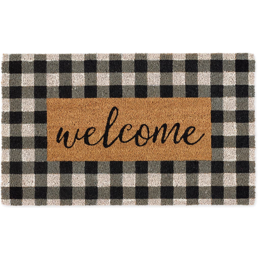 Design Imports Checkers Welcome Doormat In Black/white/natural