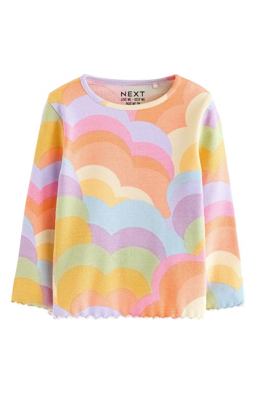 Shop Next Kids' Rainbow Stretch Cotton Rib Top In Pink