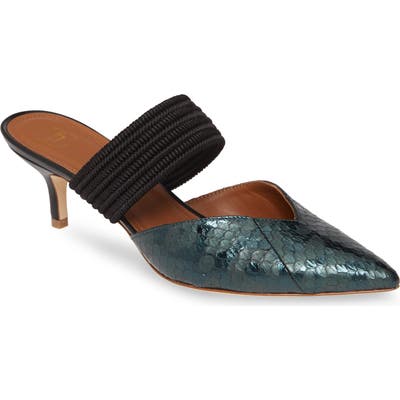 Malone Souliers Maisie Genuine Snakeskin Banded Mule - Black (Nordstrom Exclusive)