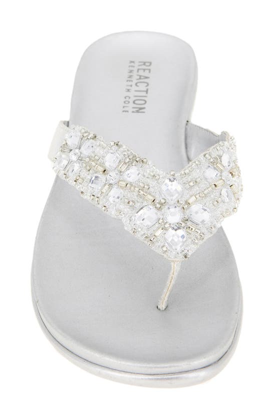 Reaction Kenneth Cole Glam-athon Embellished Thong Sandal In Silver