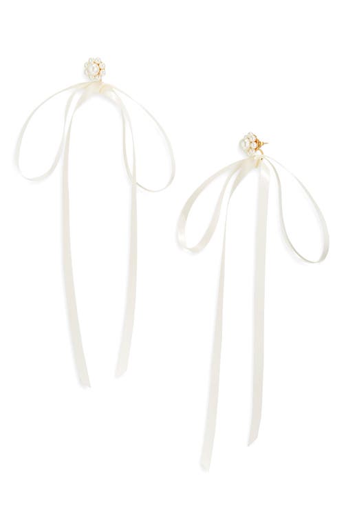 Simone Rocha Imitation Pearl Ribbon Stud Earrings in Pearl/Ivory at Nordstrom