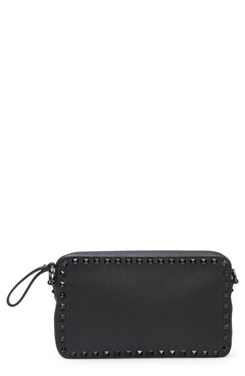 Valentino Garavani Rockstud Grainy Leather Crossbody Bag in Nero at Nordstrom