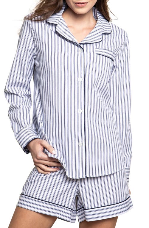 Petite Plume Navy French Ticking Stripe Short Pajamas at Nordstrom, Size X-Small