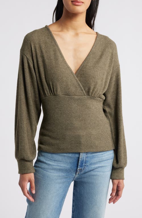 Loveappella Empire Tie Back Rib Top in Olive 