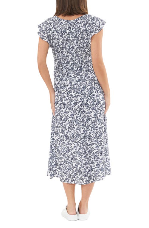 Shop Ripe Maternity Joyce Smocked Maternity Dress In White/navy