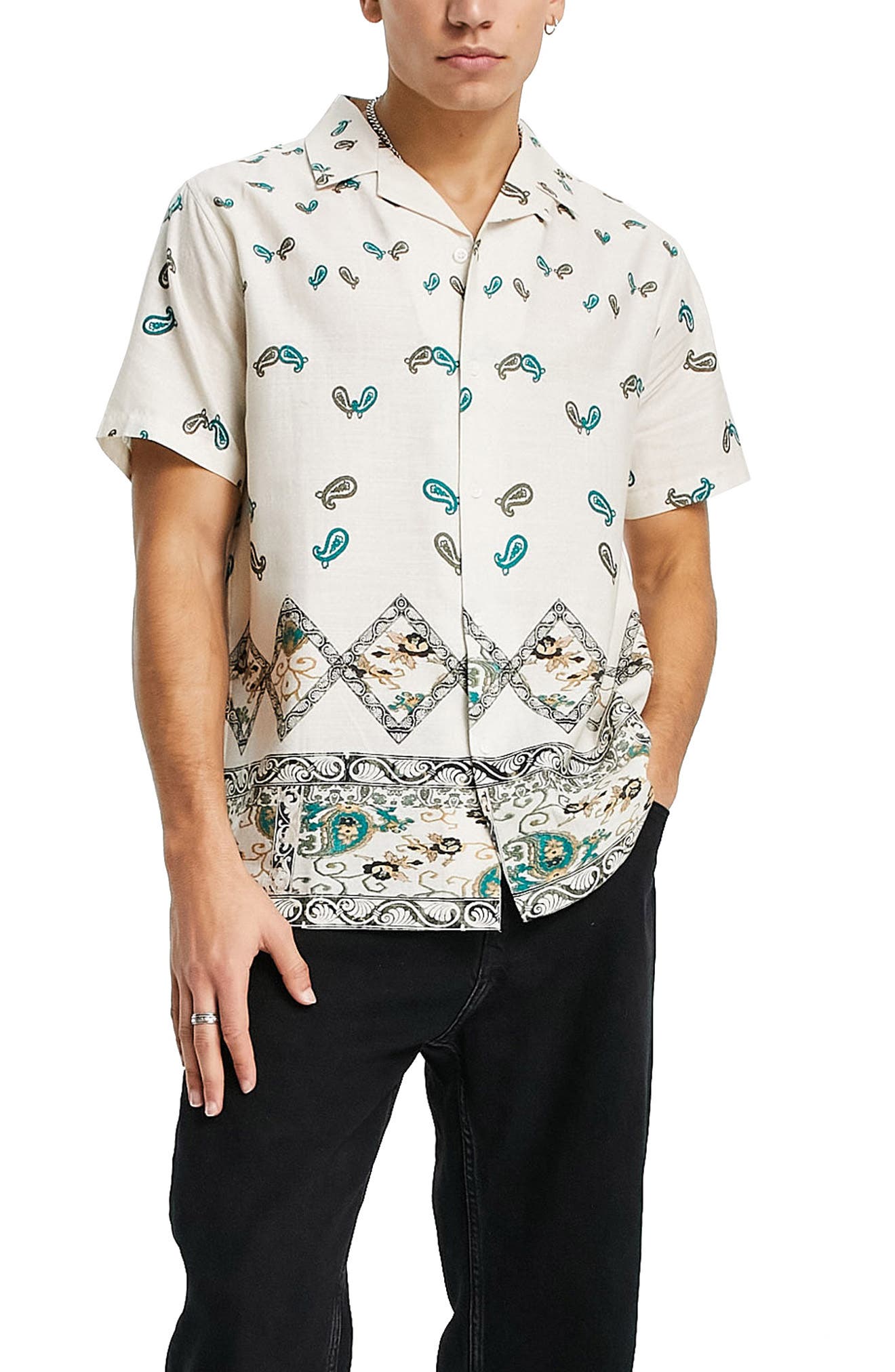 Topman Revere Paisley Short Sleeve 