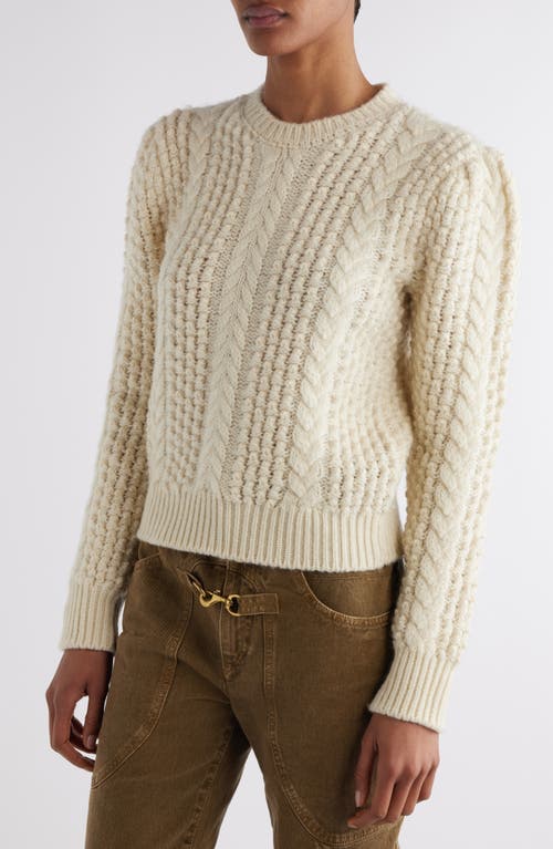 Shop Isabel Marant Otilia Wool Cable Stitch Sweater In Ecru