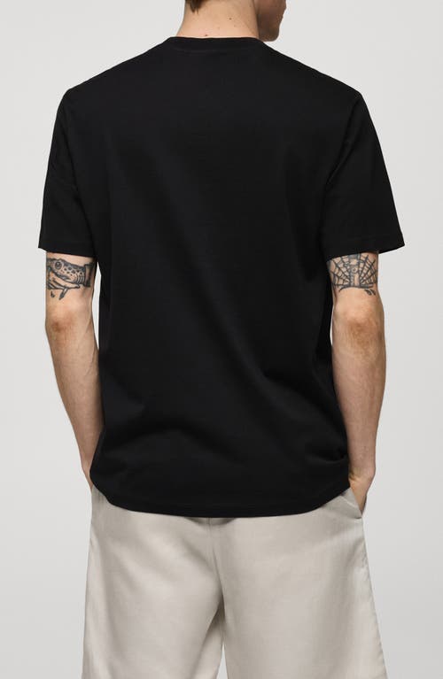 Shop Mango Slim Fit Cotton T-shirt In Black