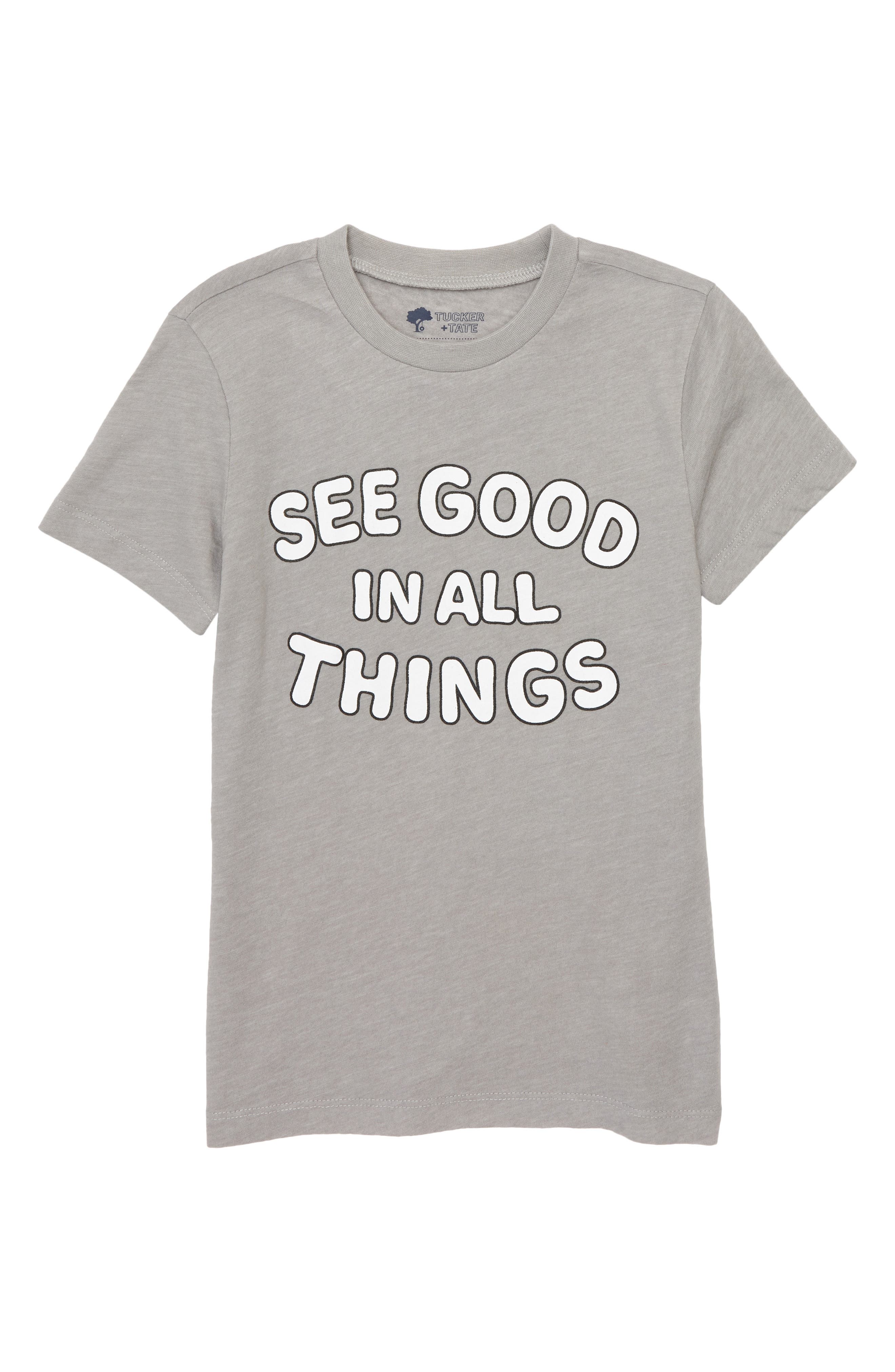 Tucker + Tate Kids' Graphic Tee in Grey Alloy Heather See Good