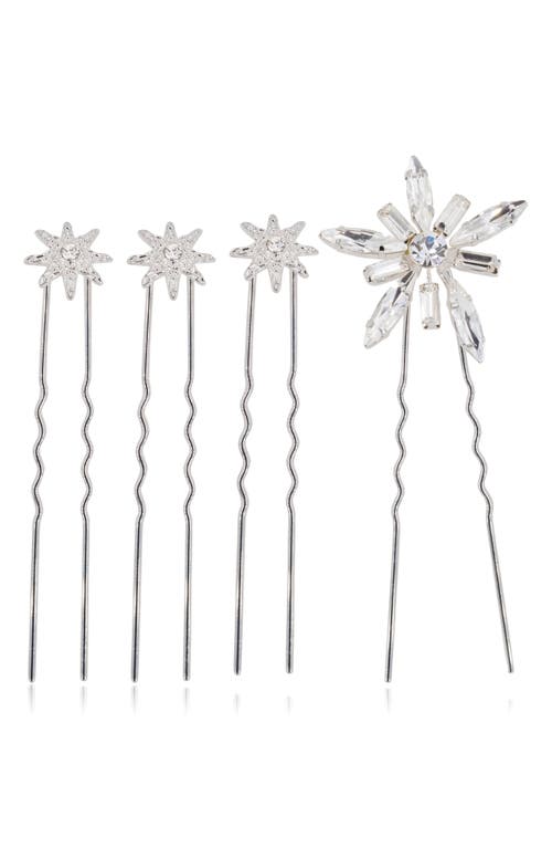 Brides & Hairpins Iro Set of 4 Crystal Hair Pins in Silver at Nordstrom