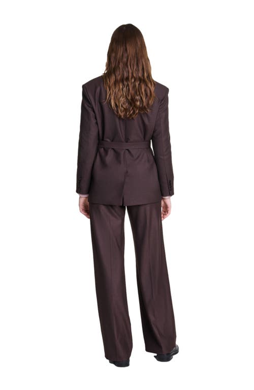 Maje Belted Suit Jacket In Brown