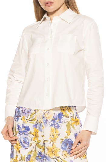 Shop Alexia Admor Roxanne Cotton Button-up Shirt In Ivory
