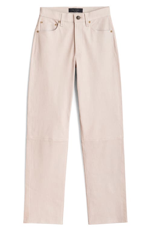 Rag & Bone Harlow Mid Rise Leather Straight Leg Pants In Stone