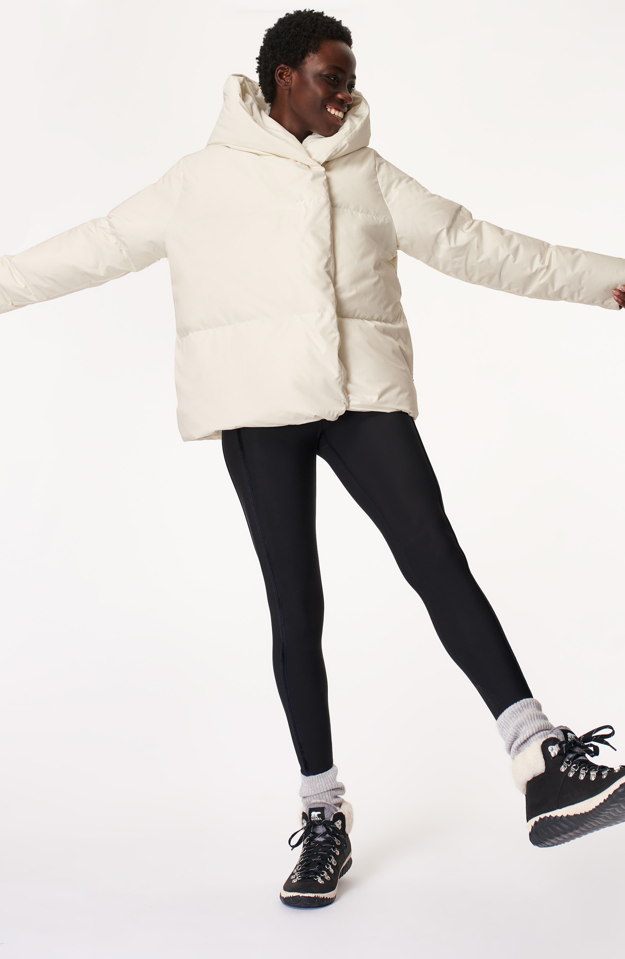 Sweaty Betty Down Puffer Jacket in Lily White | Smart Closet