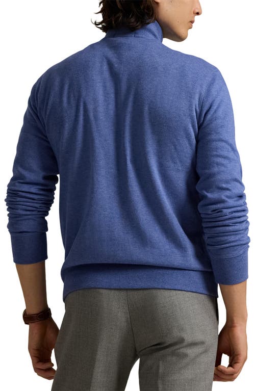 Shop Polo Ralph Lauren Cotton Blend Quarter Zip Pullover In Faded Royal Heather