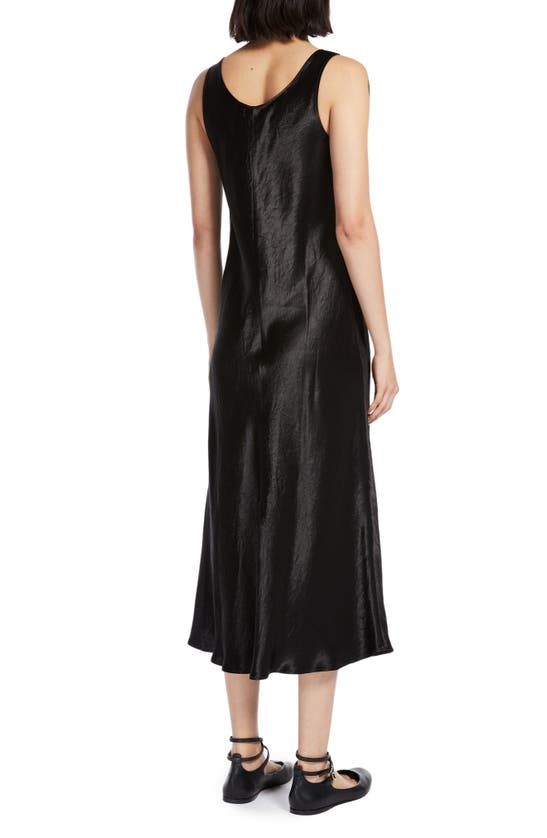 Shop Max Mara Leisure Talete Sleeveless Crinkle Satin Dress In Black
