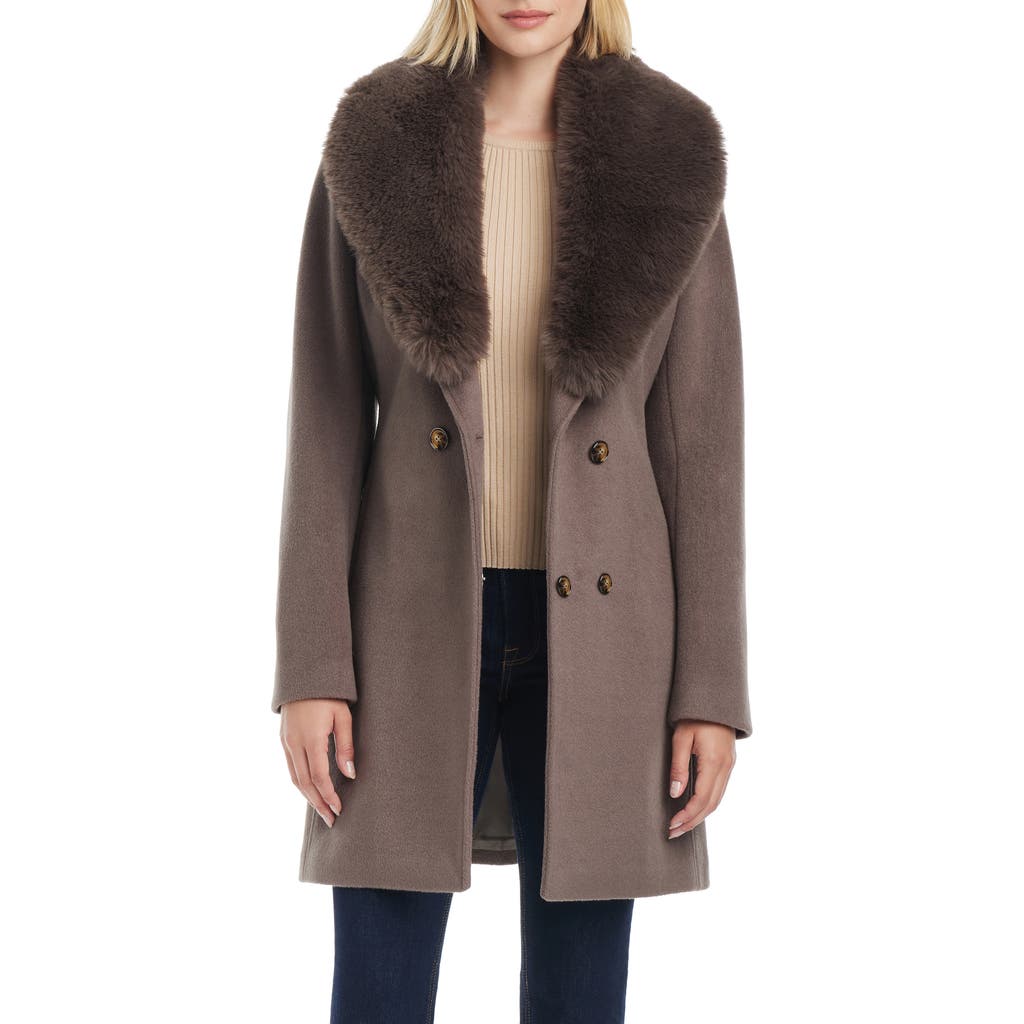VINCE CAMUTO VINCE CAMUTO WRAP COAT WITH REMOVABLE FAUX FUR COLLAR