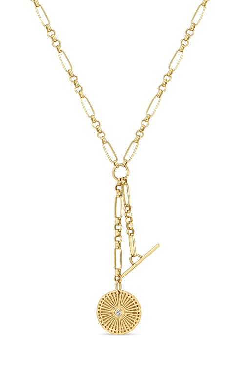 Zoë Chicco Sunbeam Medallion Y-necklace In Yellow Gold
