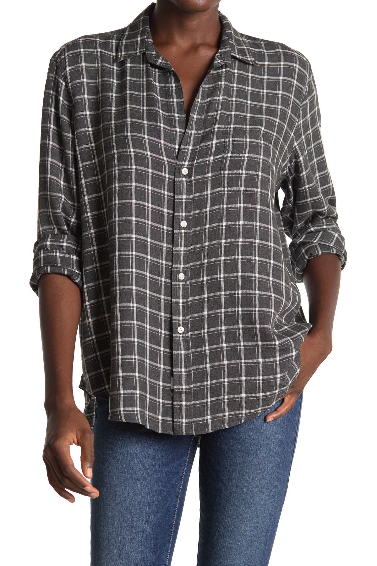 Frank Eileen Eileen Plaid Woven Collared Shirt Hautelook