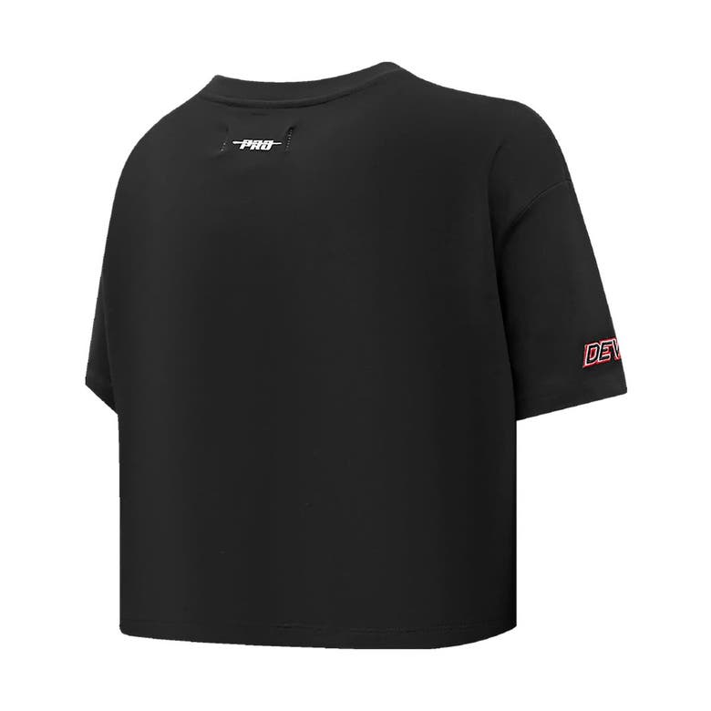 Shop Pro Standard Black New Jersey Devils Boxy Script Tail Cropped T-shirt