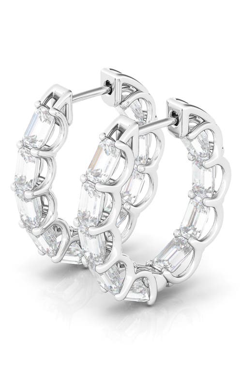 Emerald Cut Lab Created Diamond Inside Out Hoop Earrings in White Gold