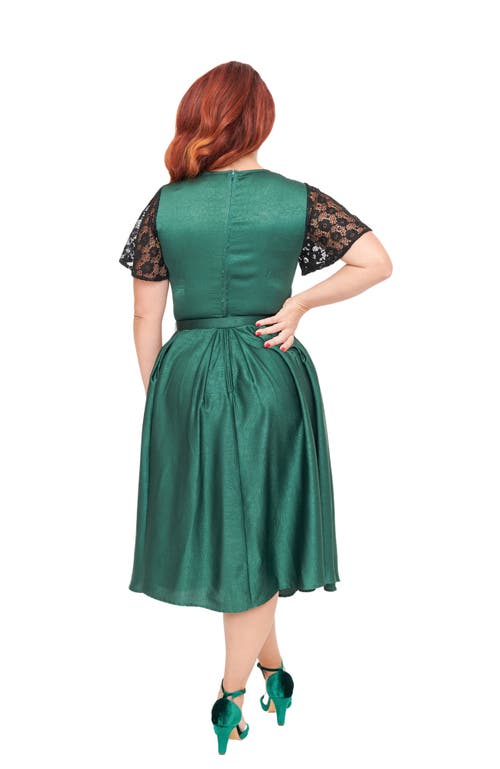 Unique Vintage 1940s Pleated Bodice Swing Dress In Green