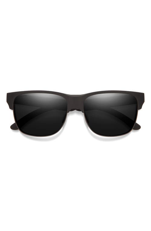 Shop Smith Lowdown 56mm Chromapop Polarized Browline Sunglasses In Matte Black/black