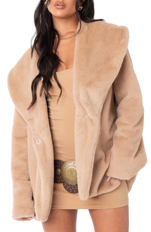 EDIKTED Briar Faux Fur Jacket in Beige at Nordstrom, Size X-Large