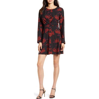Chelsea28 Twist Front Long Sleeve Dress, Black
