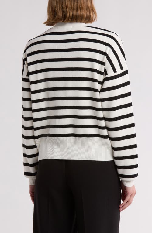 Rachel Rachel Roy Basic Button Cardigan In Ivory/black Stripe