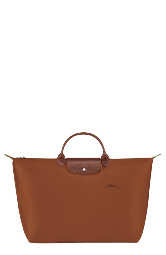 Longchamp Large Le Pliage Recycled Travel Bag In Cognac