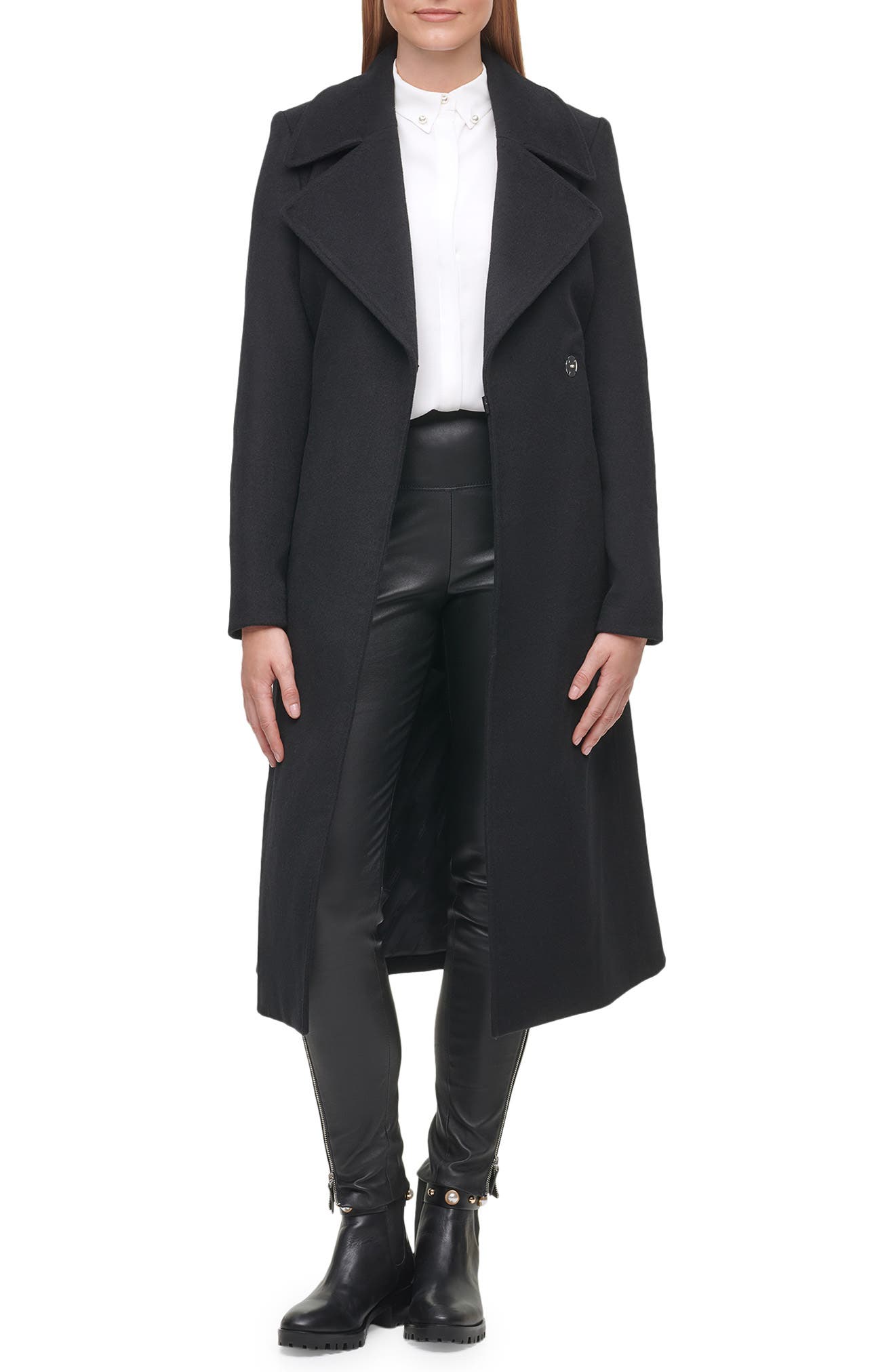 full length black overcoat