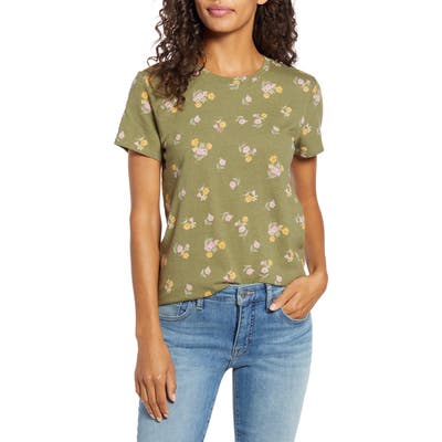 Lucky Brand Print V-Neck Tee, Green