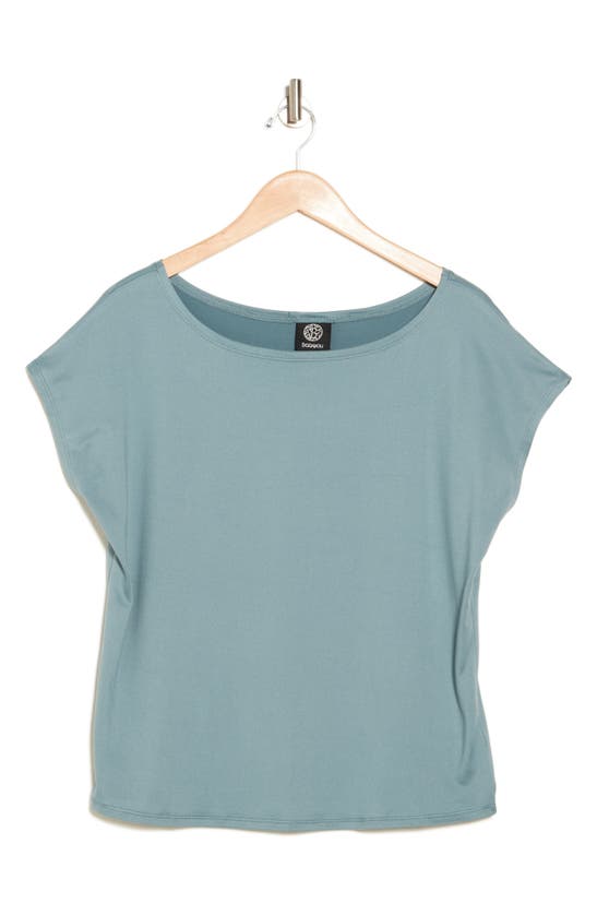 Bobeau One-shoulder Dolman Sleeve T-shirt In Dusty Teal