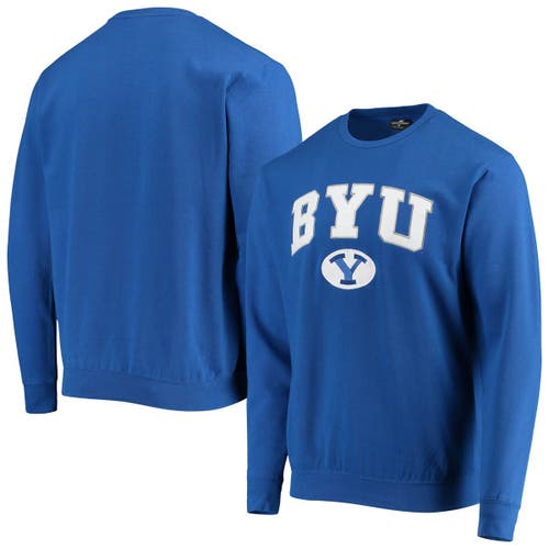 Men's Colosseum Royal BYU Cougars Team Arch & Logo Tackle Twill Pullover Sweatshirt