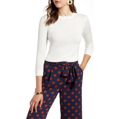 Halogen Scallop Neck Sweater, Ivory