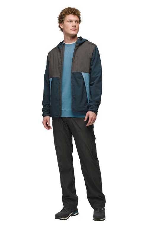 Shop Prana Gridlocked Fleece Overlay Hooded Jacket In Stormy Night