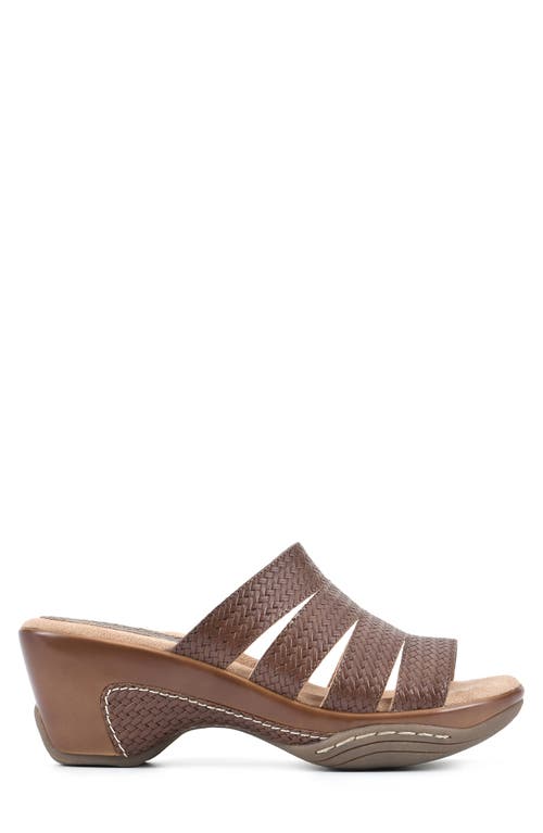 Shop White Mountain Footwear White Mountain Valora Wedge Sandal In Brown/woven