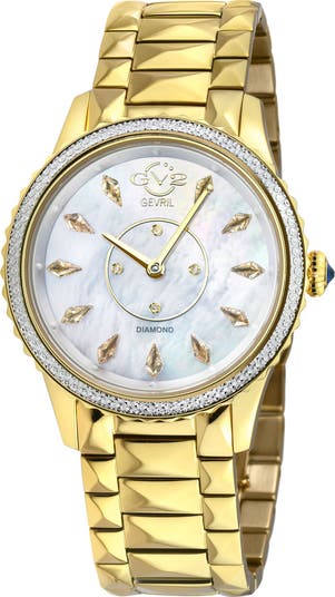 GV2 Siena Swiss Quartz Diamond Embellished Bracelet Watch 0.02ct