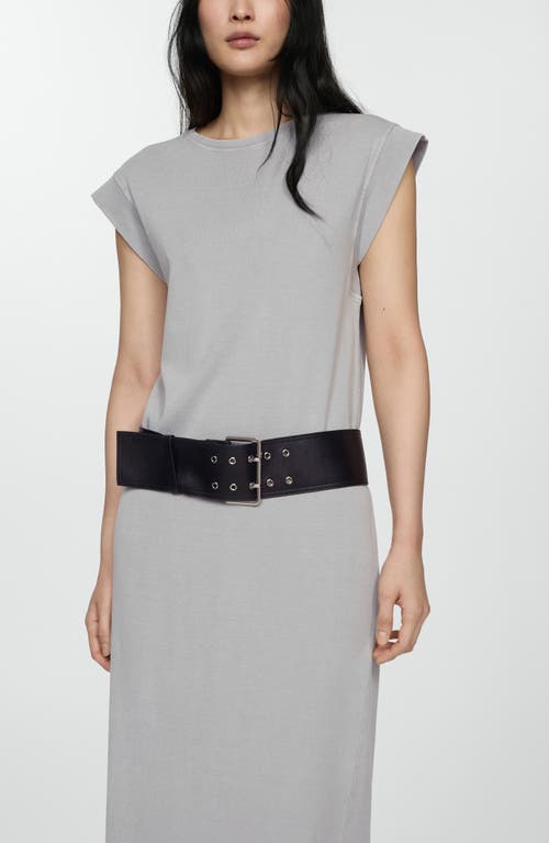 Mango Cotton Midi Dress Grey In Grey