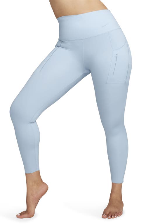 Nike Dri-fit Go High Waist 7/8 Leggings In Light Armory Blue/black