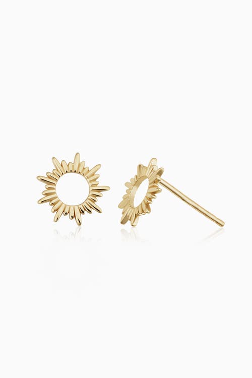 Oradina Women's 14k Yellow Solid Gold Sunrise Studs In Yellow Gold