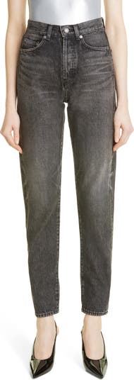 Slim-fit jeans in dirty medium black denim, Saint Laurent