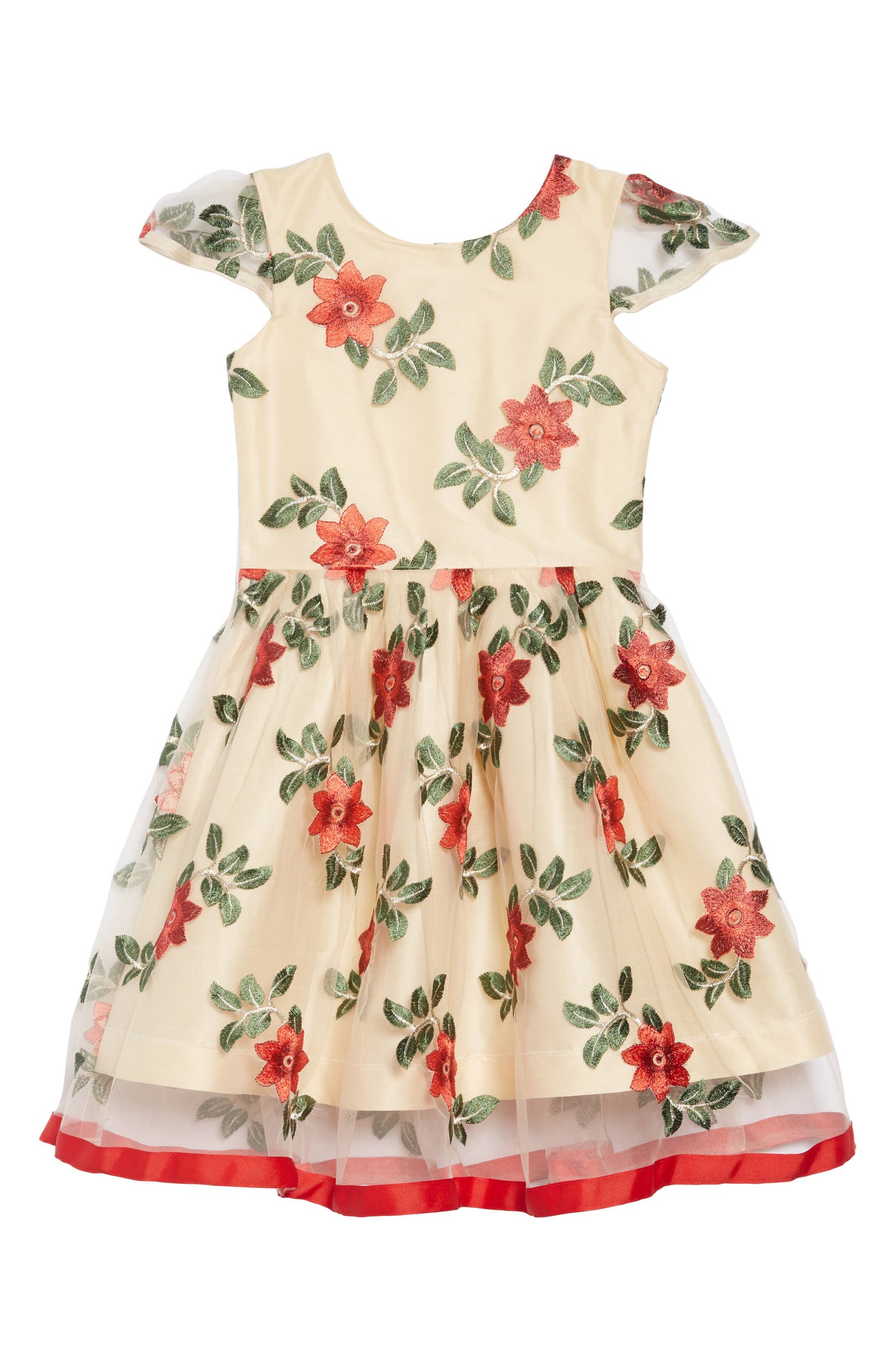Fiveloaves Twofish Poinsettia Embroidered Party Dress (Big Girls ...
